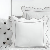 400TC Cotton Scallop Embroidery & Border Sateen Solid Euro Sham