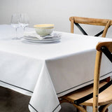 Single Embroidery Border Sateen Cotton Solid Table Cloth
