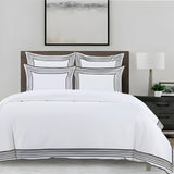 Smart Border 400TC Cotton Embroidery Sateen Solid Duvet Cover Set