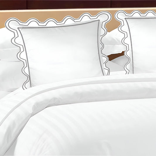 400TC U Shape Scallop Embroidery Cotton Solid Euro Sham