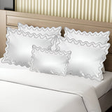 Imaginary Scallop 400TC Cotton Embroidery Sateen Solid Duvet Cover Set