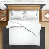 400TC Embroidery Cotton Sateen Solid Duvet Cover Set
