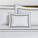 400TC Embroidery & Border Cotton Sateen Solid Duvet Cover Set