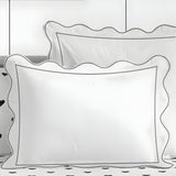 400TC Cotton Scallop Embroidery & Border Sateen Solid Duvet Cover Set