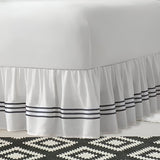 400TC Sateen Solid Cotton Triple Embroidered Gathered Bed Skirt