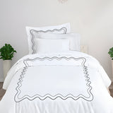 Double Wavy Embroidered Cotton Duvet Cover Set