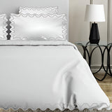 Imaginary Scallop 400TC Cotton Embroidery Sateen Solid Duvet Cover Set