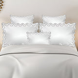 Imaginary Scallop 400TC Cotton Embroidery Sateen Solid Duvet Cover Set