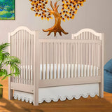 U Shape Scallop Embroidery Cotton Tailored Crib Skirt