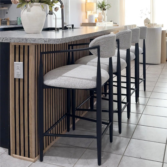 Manhattan 25.5" Chenille Counter Stool with Arms (Set of 2)