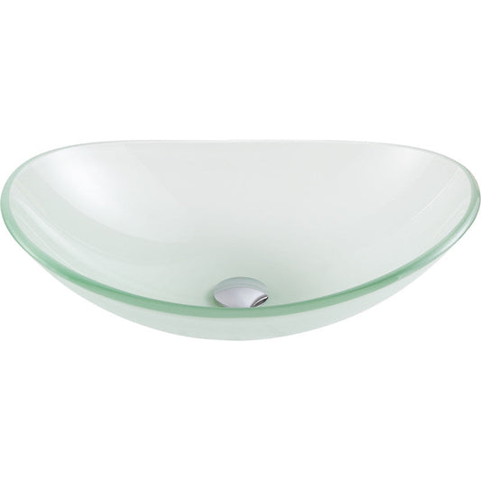 Forza Series 21 in. Bathroom Vessel Sink with Stain-Resistant Non-Porous Surface in Lustrous Frosted Finish Glass