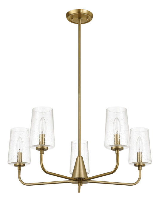 Dazzle Five Lights Chandelier With Clear Seeded Glass -Satin Brass