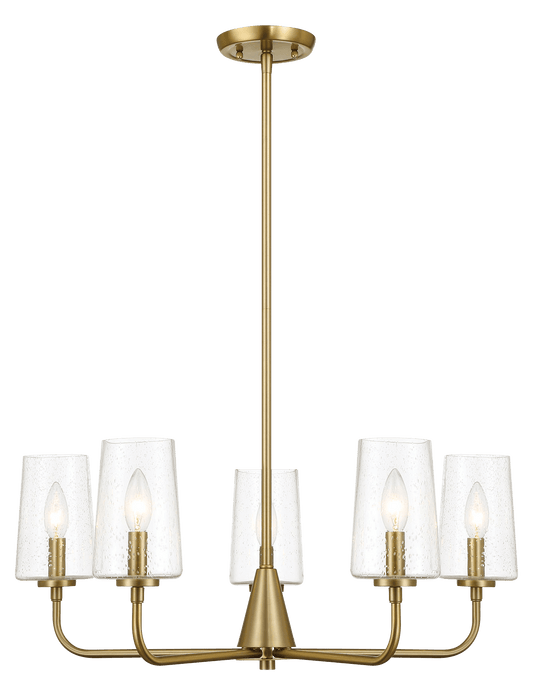 Dazzle Five Lights Chandelier With Clear Seeded Glass -Satin Brass