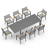 8-Person All-Aluminum Patio Dining Set, Extendable Table