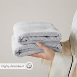 500GSM Turkish Cotton Quick Dry Plush Towel Set, Light Grey