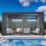 Louvered Pergola, Outdoor Metal Canopy with Adjustable Roof
