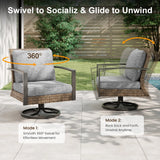 3 Pieces Patio Bistro Set with Swivel Chair Small Side Table