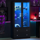 64'' Tall Display Cabinet with Acrylic Doors and Led Lights