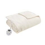 Heated Plush Electric Bedding Blanket, Ivory