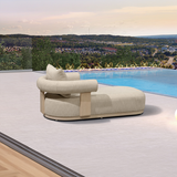 PURPLE LEAF Outdoor Chaise Lounge  Modern Luxury Aluminum Lounger Daybed with Olefin Lumbar Pillow and Armrest for Patio Poolside Beach Sunbathing Deck