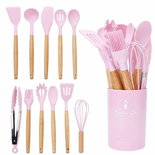12pcs Silicone Kitchen Utensils Set With Holder