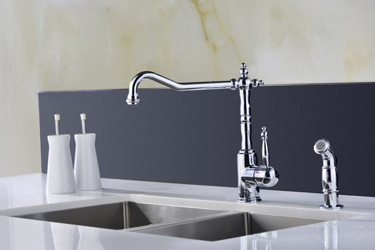 Locke Single-Handle Standard Kitchen Faucet with Side Sprayer in Polished Chrome