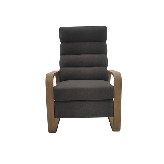 Mid-Century Wood Framed Push Back Recliner, Grey*