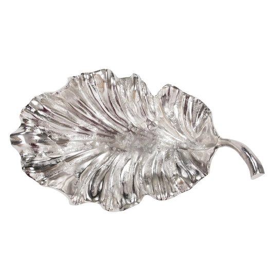 Calathea Leaf Polished Silver Sculpture- Large