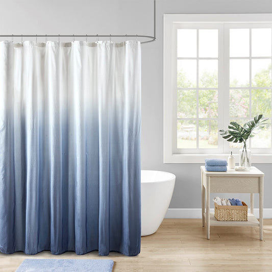Embossed Ombre Shower Curtain Modern Bathroom Decor, Blue