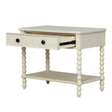 26"H Large Turned Wood Spindle Nightstand, Antique Cream