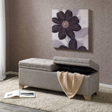 Upholstered Storage Bench Ottoman, Grey *