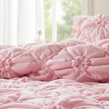 Bowtie Piece Lightweight Puffy Floral Comforter Set, Pink