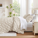 Bowtie Lightweight Puffy Floral Comforter Set, Ivory