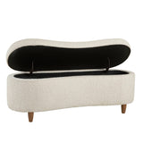 48"W Boucle Flip Top Storage Bench, Cream