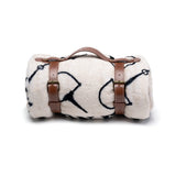 Tan Snaffle Bit Throw Blanket with Leather Holder