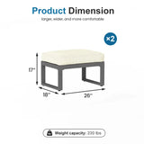 2-Piece Outdoor Ottoman Set, Aluminum Frame with Cushions