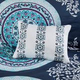 Bohemian Complete 9-Piece Comforter and Sheet Set, Navy Blue