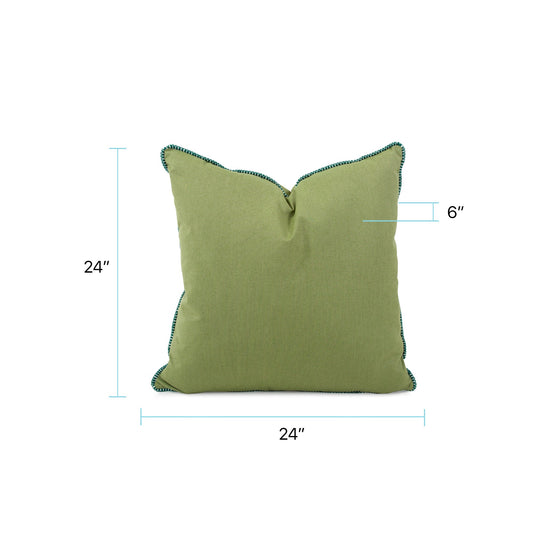 24 x 24 Outdoor Pillow with Dec Cord- Seascape Moss- Poly Insert