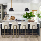 Rounded Back 26"H Upholstered Counter Stool Barstools, Cream