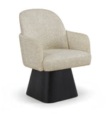 Marlowe - Linen Textured Fabric Upholstered Swivel Dining Arm Chair - Stained Black