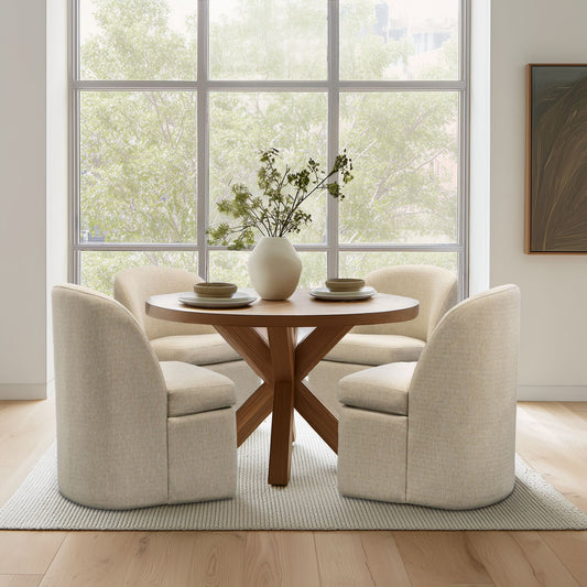 Cube-Inspired Dining Motion Chair, Taupe