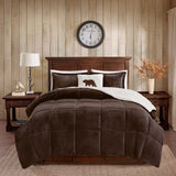 Plush To Sherpa Winter Comforter Set, Brown