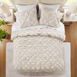 Bowtie Lightweight Puffy Floral Comforter Set, Ivory