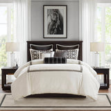 Meander Embroidery Border Oversized Comforter Set, White