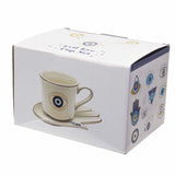 Evil Eye Porcelain Tea Cup & Saucer, 7 oz