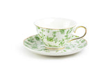 Greeny Garden 7oz Porcelain Tea Cup & Saucer Set