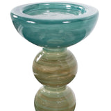 Capri Stripe Glass Candle Holder- Short