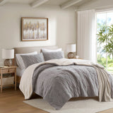 Cable Knit Chenille in Sherpa Reverse Comforter Set, Gray