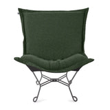 Scroll Puff Chair Titanium- Barbet Forest/Black