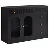 Rotatable L-Shaped Vanity Desk with Led Light, Double Arched